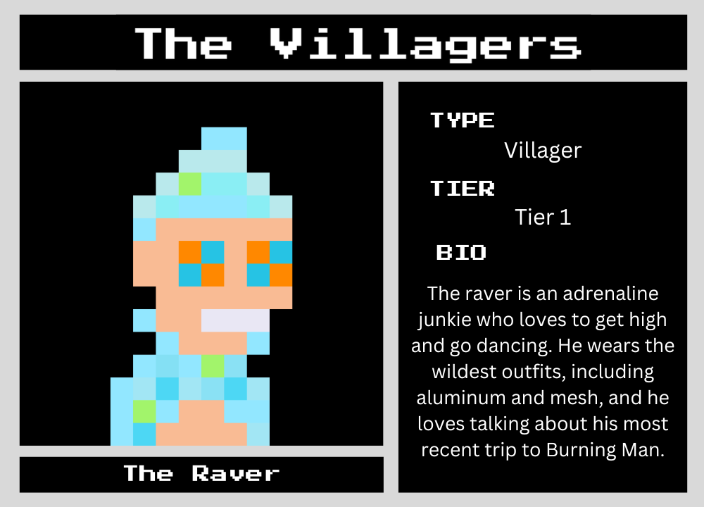 The Raver biography card